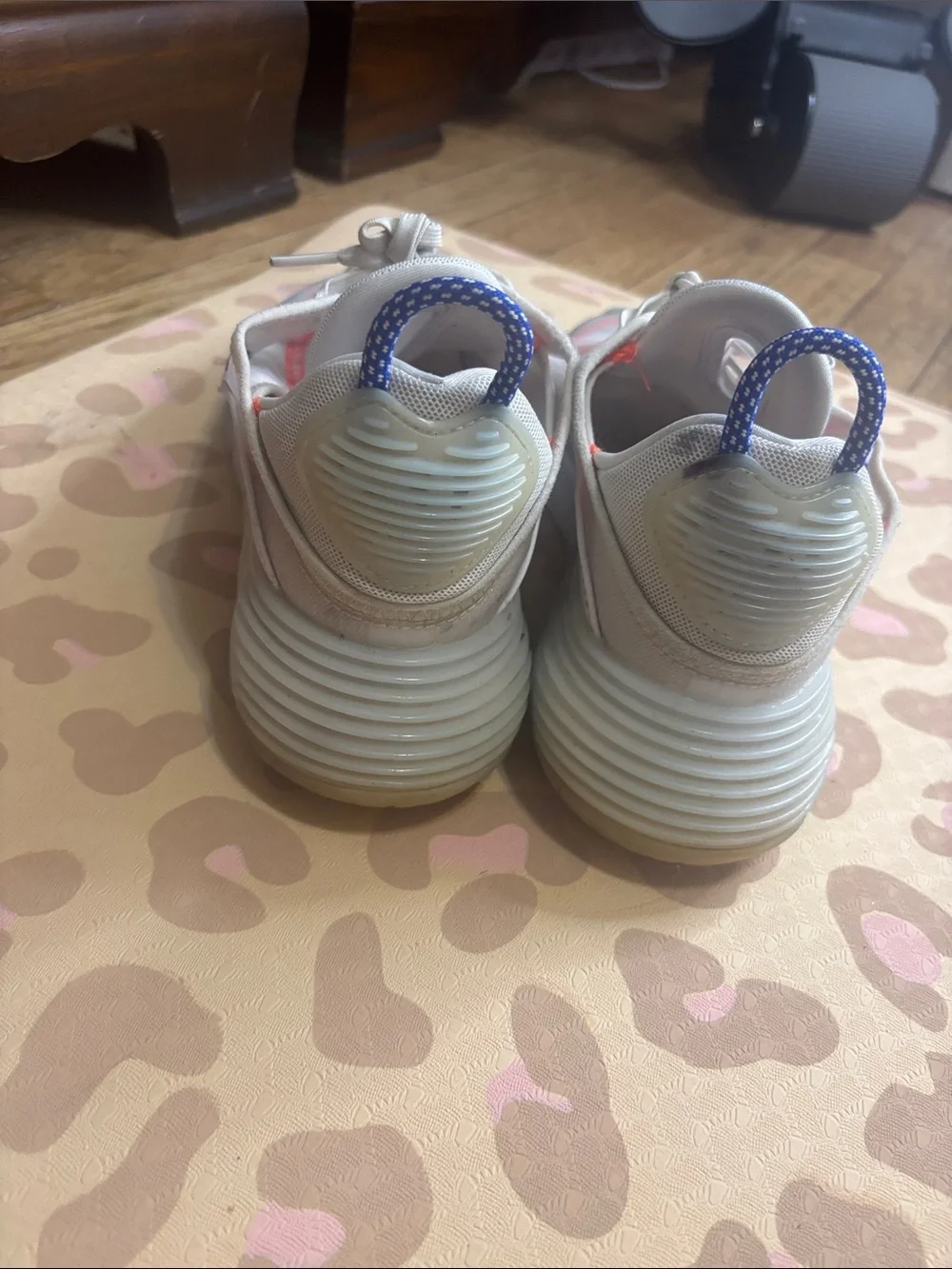 Nike Men’s Sneakers — Light Gray with Pink and Blue Accents